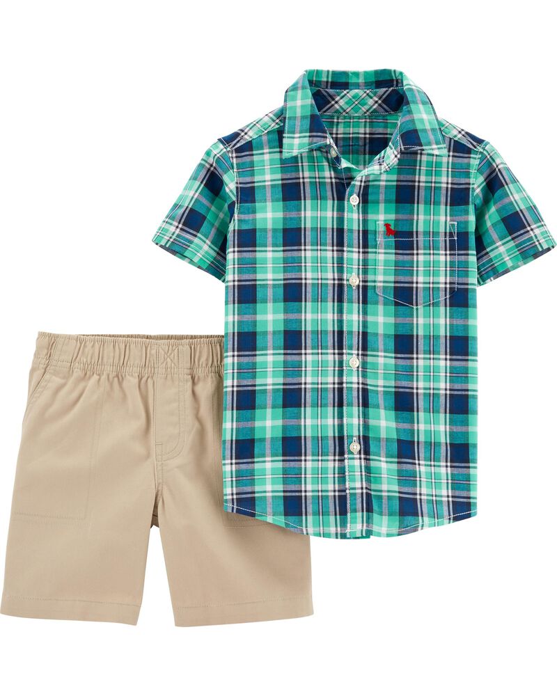 NWT Carter/'s 2-Piece Plaid Shirt and Khaki Pants Set Size 6 Months